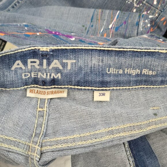 NWT | Ariat Ultra High Rise Relaxed Straight Paint Splatter Jeans | 33R - Picture 5 of 6